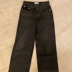 AGOLDE high rise wide leg jeans in washed black